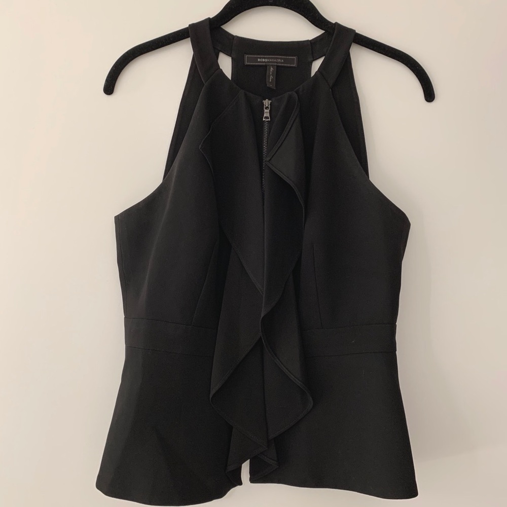 BCBG Péplum Top with Front Zip.